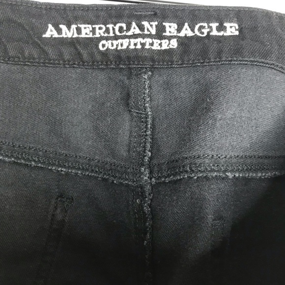 AMERICAN EAGLE High Waisted Festival Black Denim Frayed Hem Skirt 10 - Picture 11 of 12